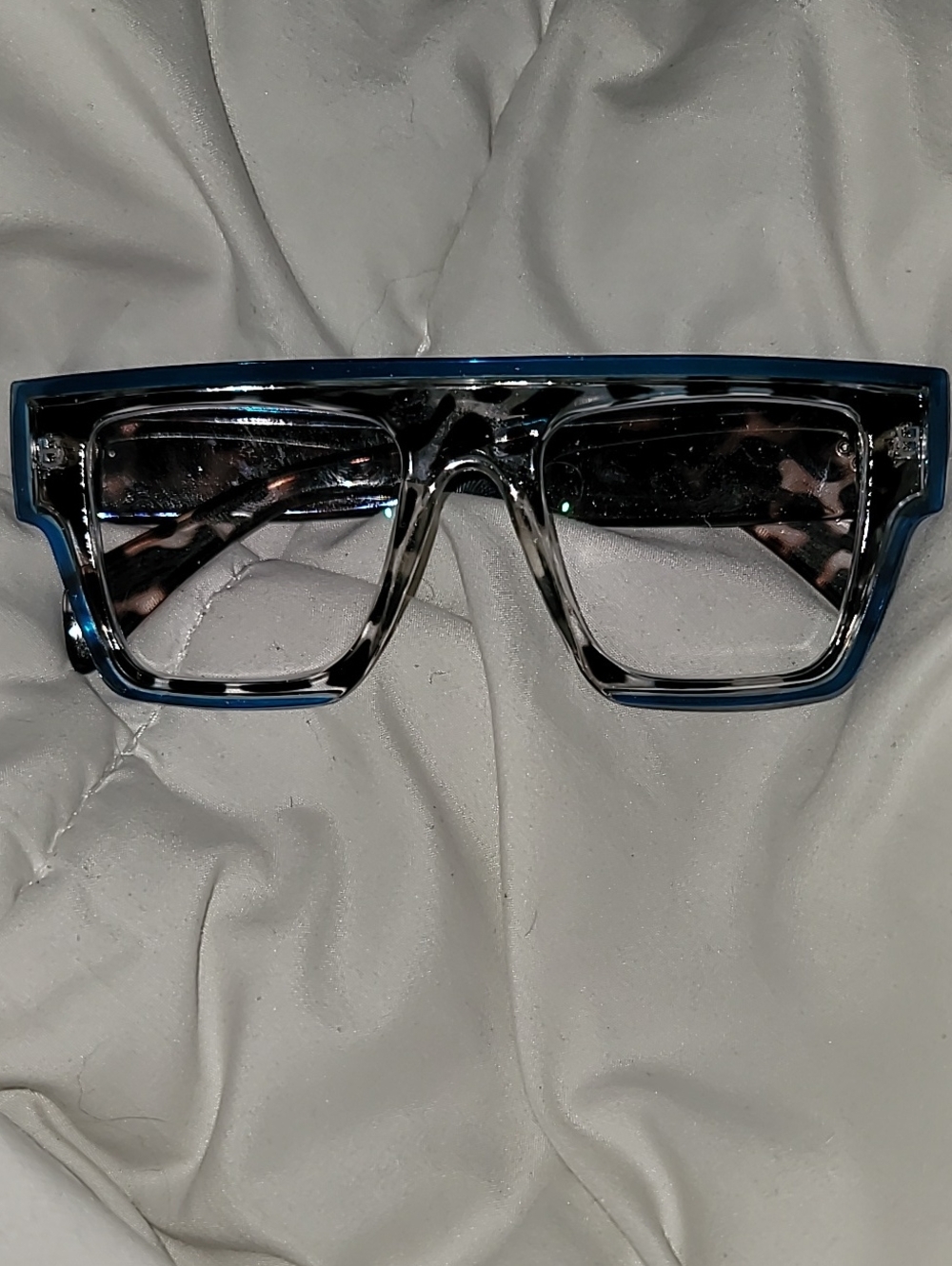 Clear and Blue Rectangular Acetate ReadingGlasses 2.50 Strength